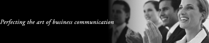 Tagline reads: Perfecting the art of business communications